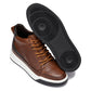 CALTO - Y7153 - 2.6 Inches Taller (Brown) - Leather Ankle Top Sneak-Boot