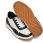 CALTO - Y7884 - 2.6 Inches Taller (Black/White/White & Gum Sole) - Elevated Leather Sneakers