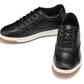 CALTO - Y7885 - 2.6 Inches Taller (Black/White & Gum Sole) - Elevated Leather Sneakers