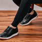 CALTO - Y7885 - 2.6 Inches Taller (Black/White & Gum Sole) - Elevated Leather Sneakers