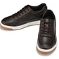 CALTO - Y7887 - 2.6 Inches Taller (Deep Espresso/White & Gum Sole) - Elevated Leather Sneakers