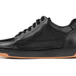 CALTO - Y7931 - 2.6 Inches Taller (Noir/Black & Gum Sole) - Elevated Leather Micro-Perforated Sneakers