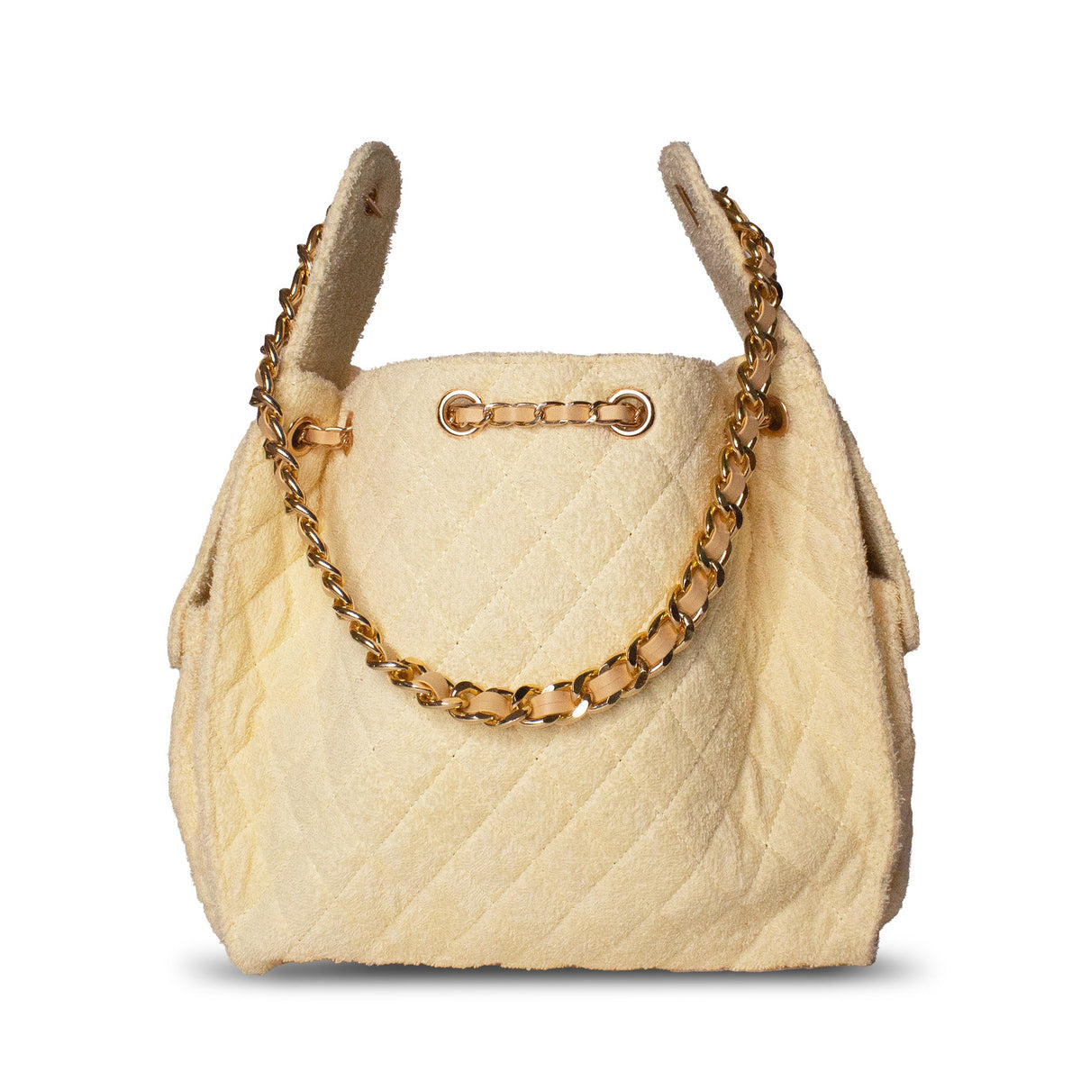 BEACH HAUS Bayshore Medium Bucket Bag in butter yellow, reverse view