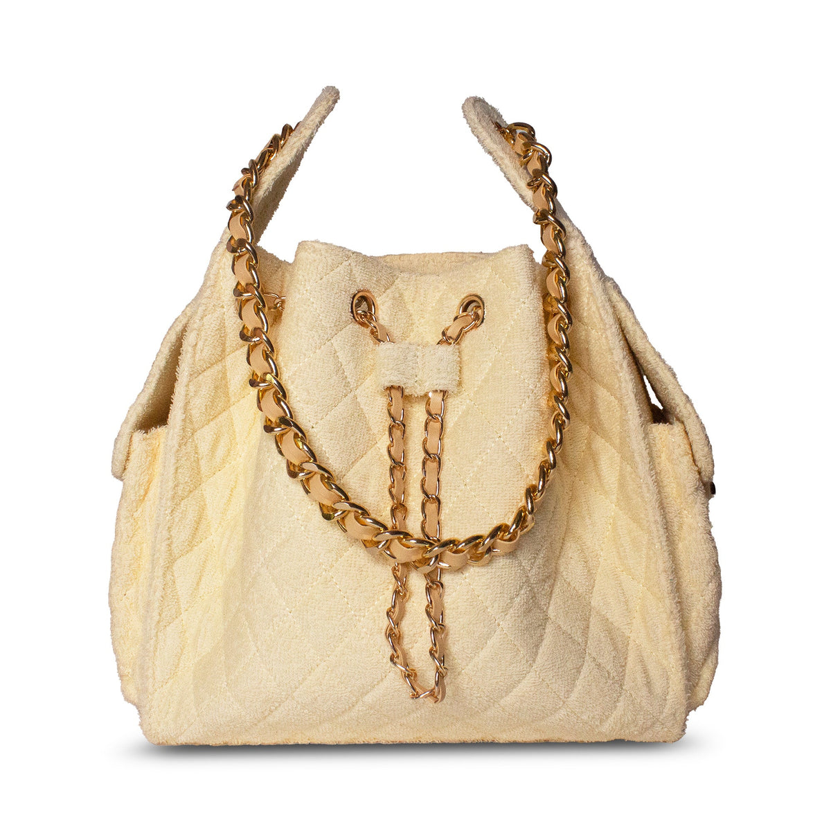 BEACH HAUS Bayshore Medium Bucket Bag in butter yellow, front view