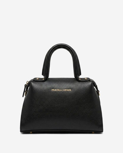Zita (black) - Italian calf leather women's handbag (with shoulder strap)