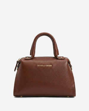 Brown Zita Italian calf leather women's handbag with shoulder strap, stylish bag from Leather Gloves Online.