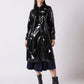 Gracia Fashion Women's A-Line Button-Down Vinyl Jacket with Hood