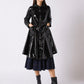 Gracia Fashion Women's A-Line Button-Down Vinyl Jacket with Hood