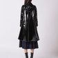 Gracia Fashion Women's A-Line Button-Down Vinyl Jacket with Hood