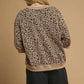 Umgee Leopard Knit Jacquard Puff Sleeve Sweatshirt - Farnelli
