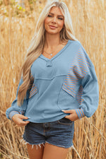 Madison Exposed Seam Waffle Baggy Pullover - Farnelli
