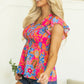 Zaniyah Floral Smocked Ruffle Trim Flutter Sleeve Blouse - Farnelli