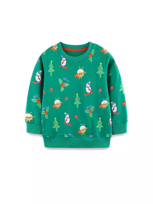 Children's Christmas Print Round Neck Sweatshirt - Farnelli
