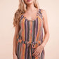 VERY J Crochet Multi Color Striped Casual Summer Romper - Farnelli