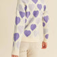 Heart Ribbed Hem Long Sleeve Sweater - Farnelli