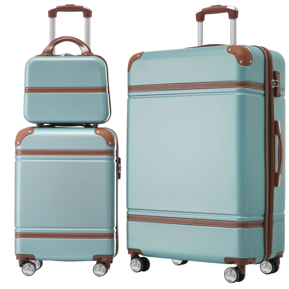 HouseOfZazla 3-piece hardshell luggage set with spinner wheels and TSA locks in multiple colors