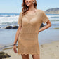 Openwork Round Neck Short Sleeve Cover-UP - Farnelli