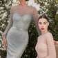 Andrea & Leo A0997 Pearl Beaded Long Sleeve Fit and Flare Long Dress