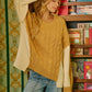 BiBi Cable Knit With Hacci Combo Sweater With Uneven Hem Detail - Farnelli