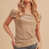 Aemi + Co Off-Shoulder Short Sleeve Top - Camel