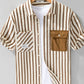 Men's Plus Size Striped Button Up Short Sleeve Shirt - Farnelli