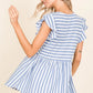 BOMBOM Striped Round Neck Blouse - Farnelli