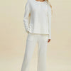 Double Take Full Size Cable-Knit Long Sleeve Top and Pants Set - White