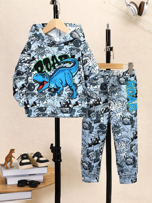 Children's Dinosaur Print Hoodie and Pants Set - Farnelli