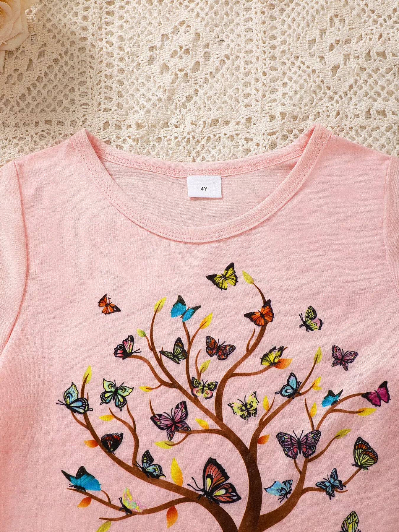Children's Butterfly Tree Graphic Casual T-Shirt - Farnelli