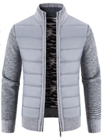 Men's Plus Size Quilted Knit Bomber Jacket with Stand Collar - Farnelli