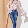 And The Why Floral Printed Bell Sleeve Casual Top - MUSTARD MAUVE