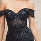 Andrea & Leo A1107 Long Off the Shoulder Lace Fit and Flare Gown