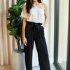 Dress Day Marvelous in Manhattan One-Shoulder Jumpsuit in White/Black - White/Black