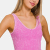 Zenana Washed Ribbed Cropped Tank - BRIGHTMAUVE