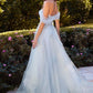 Off The Shoulder Floral Applique Ball Gown - Farnelli
