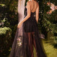 Strapless Black Lace Dress With Overskirt - Farnelli
