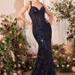 Fitted Beaded Evening Gown - Farnelli