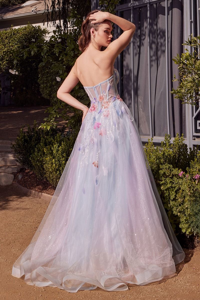 Watercolor Floral A-Line Gown - Farnelli