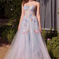 Watercolor Floral A-Line Gown - Farnelli