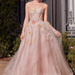 Watercolor Floral A-Line Gown - Farnelli