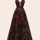Rose Print Organza Gown - Farnelli