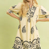 Umgee Paisley Mandala Print Babydoll Dress - ECRU