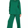 Zenana Scuba Side Slit Top and Pants Set - HUNTER GREEN