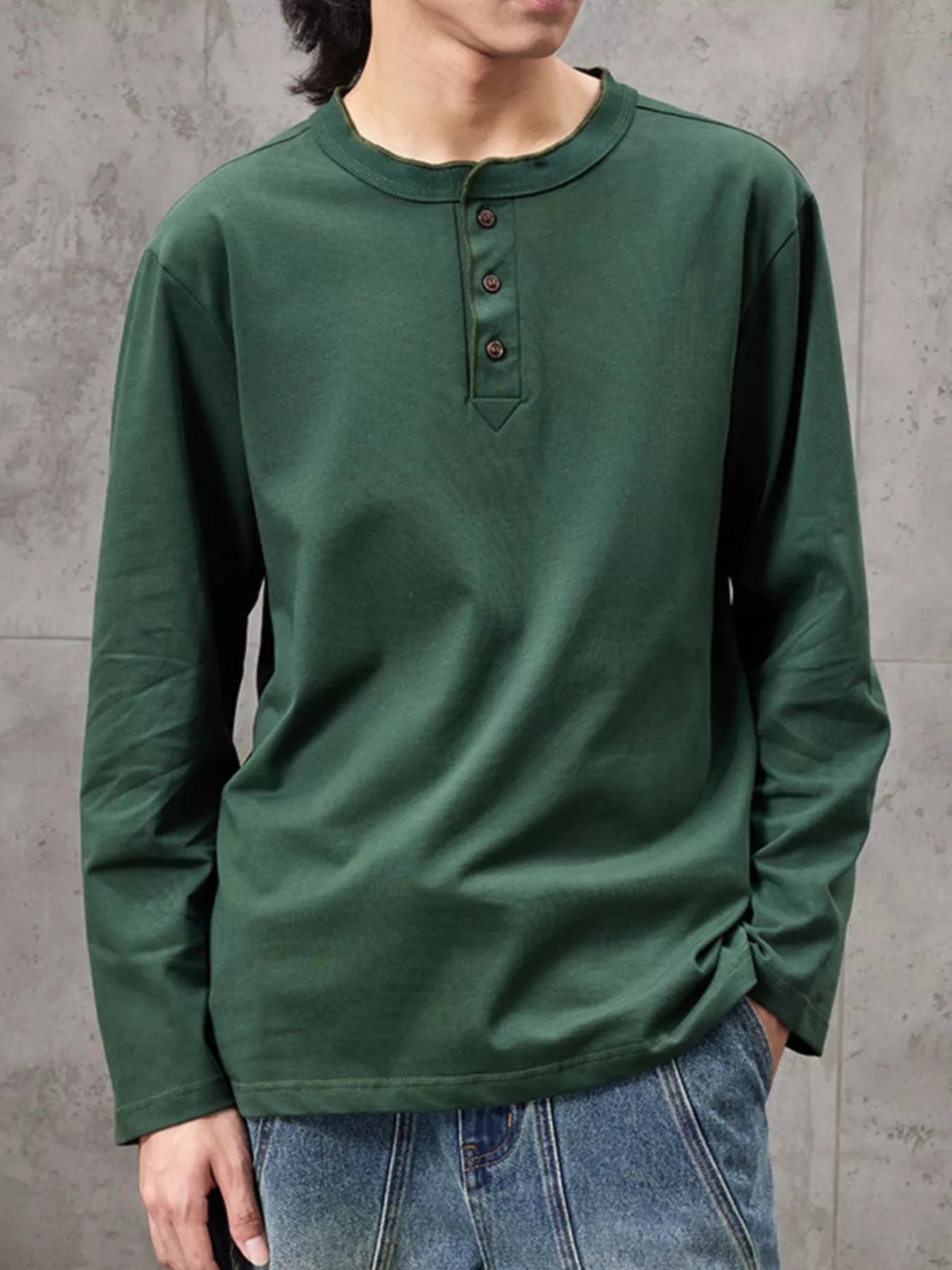 Men's Plus Size Casual Henley Long Sleeve T-Shirt - Farnelli