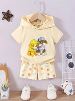 Children's Dog Short Sleeve Hoodie and Shorts Set - Farnelli