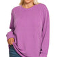 Zenana Full Size Raised Rib Round Neck Long Sleeve Top Plus Size - Farnelli