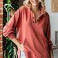 First Love Grommet Split Neck Kangaroo Pocket Sweatshirt - Farnelli
