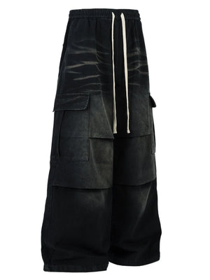Men's Cargo Wide-Leg Jeans with Drawstring - Farnelli