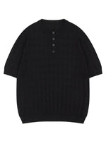 Men's Casual Knit Button Henley T-Shirt with Textured Pattern - Farnelli