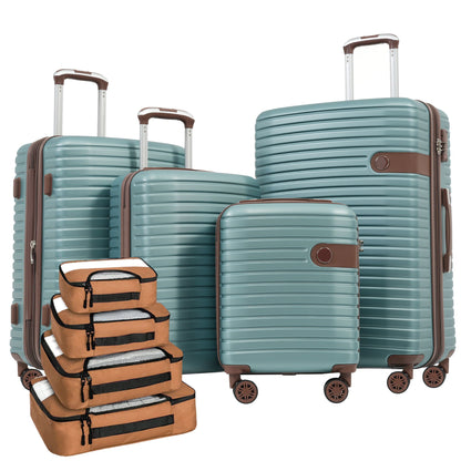 HouseOfZazla 4-piece hard shell luggage set with spinner wheels in multiple colors